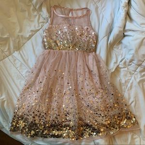 Crystal Doll Beautiful Girls Pink Sequined Formal Dress